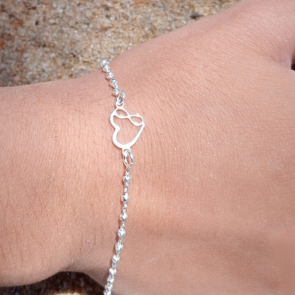 INFINITY AND HEART design bracelet.